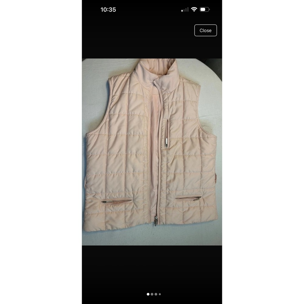 Lauren Ralph Lauren Pink Quilted Puffer Vest Mock Neck Zip Up Womens
